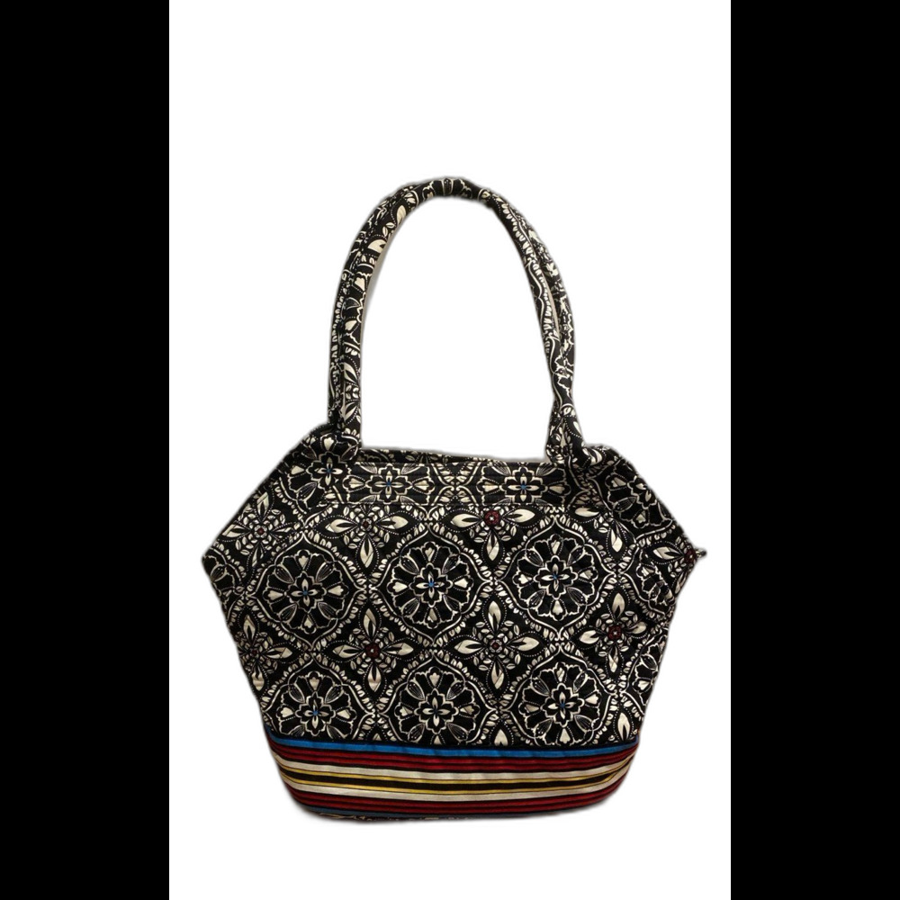 Vera Bradley Oval Zip Top Tote Bag Purse Barcelona Shoulder Bag HUGE‎ inside